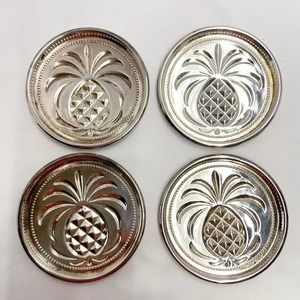 Sheffield Silver Company Silver Plated Pineapple Set of 4 Coasters Made In Italy